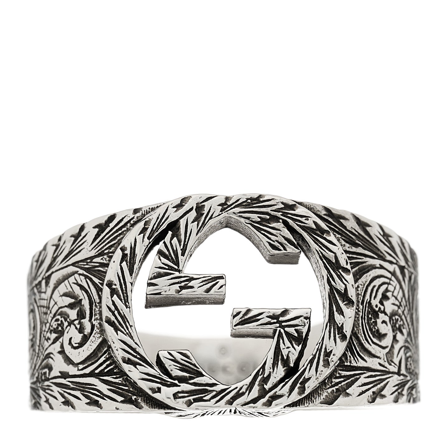 Sterling Silver Interlocking GG Signet Ring 64 10.75