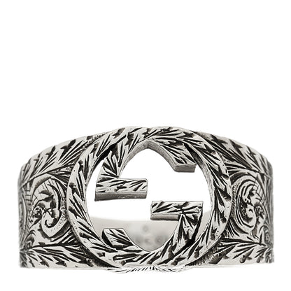 Gucci Sterling Silver Interlocking GG Signet Ring 64 10.75 1 of 6