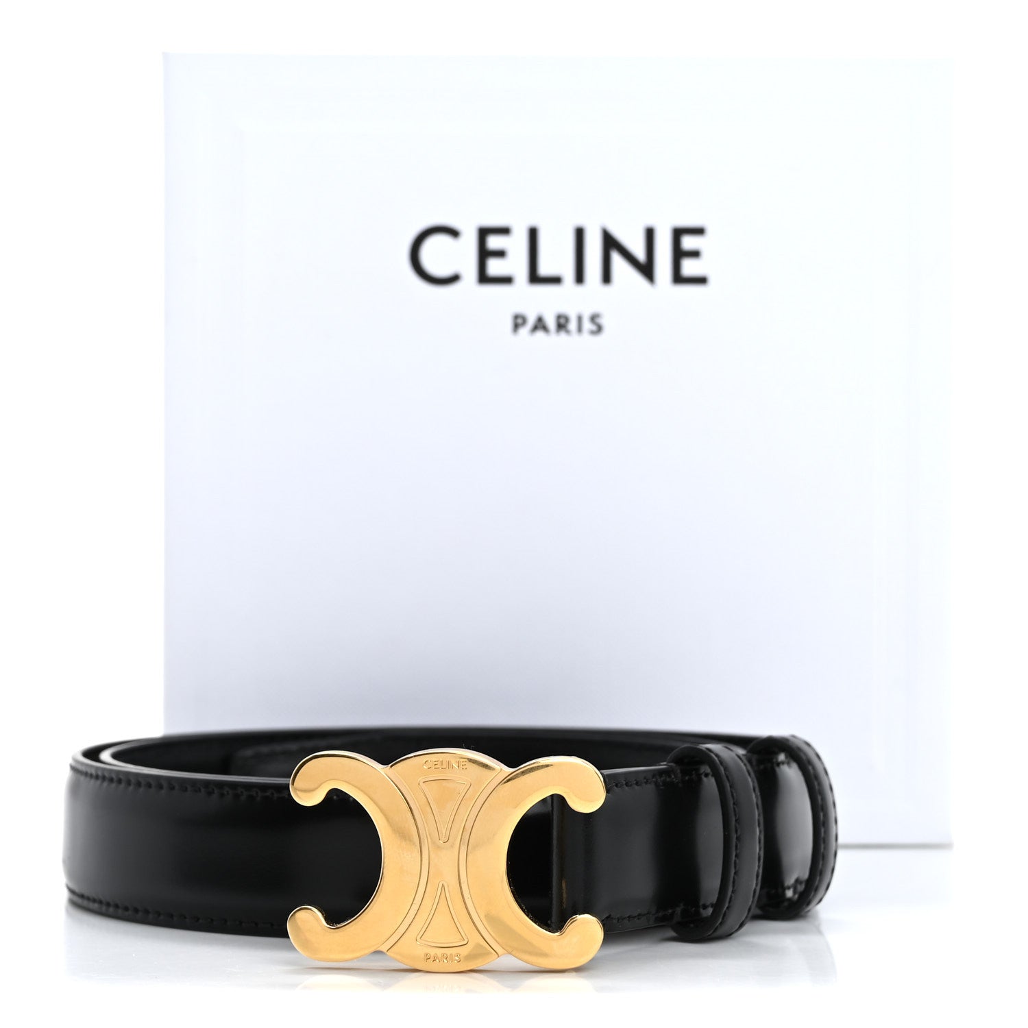 Celine Taurillon Calfskin Medium Triomphe Belt 85 34 Black 10 of 10