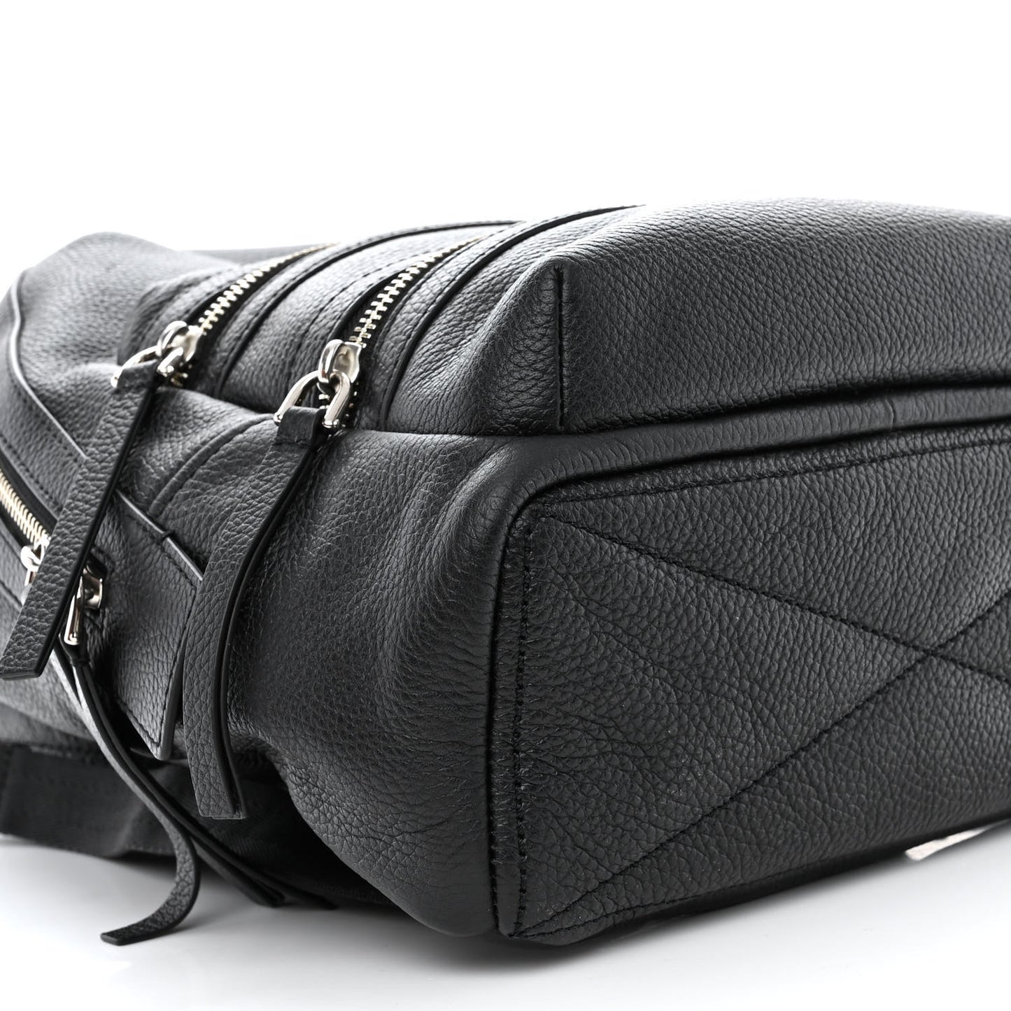 Pebbled Calfskin Biker Backpack Black