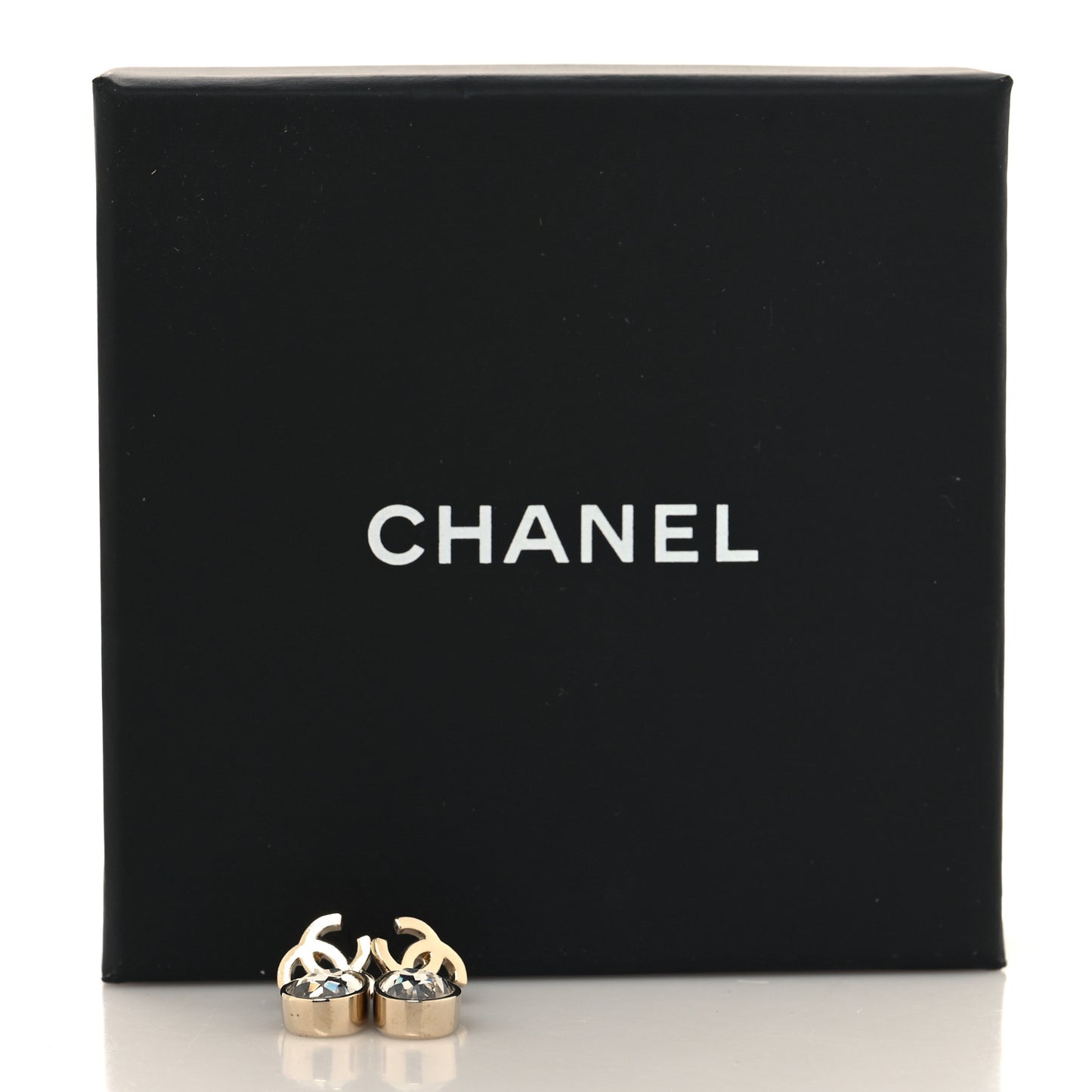 Crystal CC Tear Drop Earrings Gold