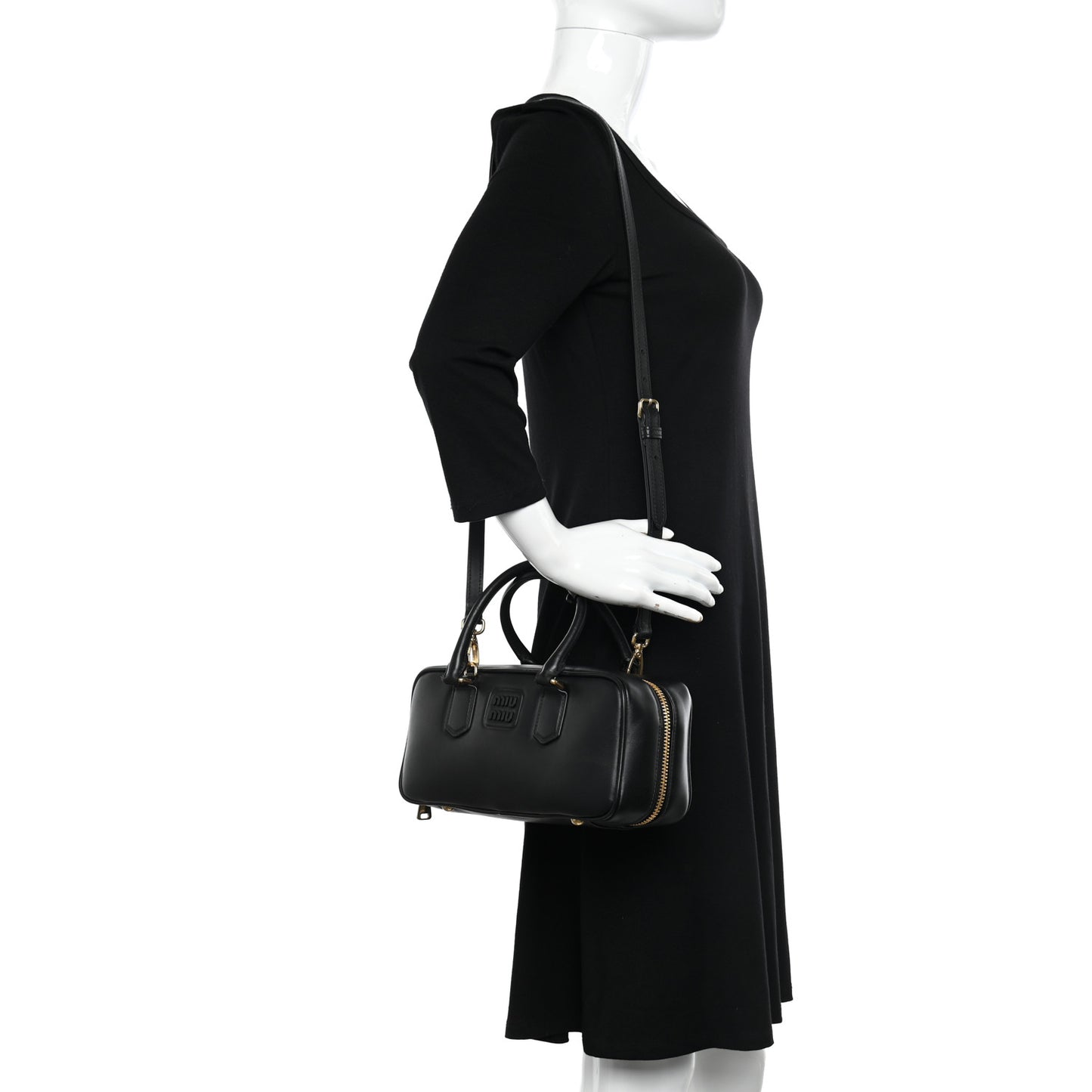 Calfskin Arcadie Top Handle Bag Black