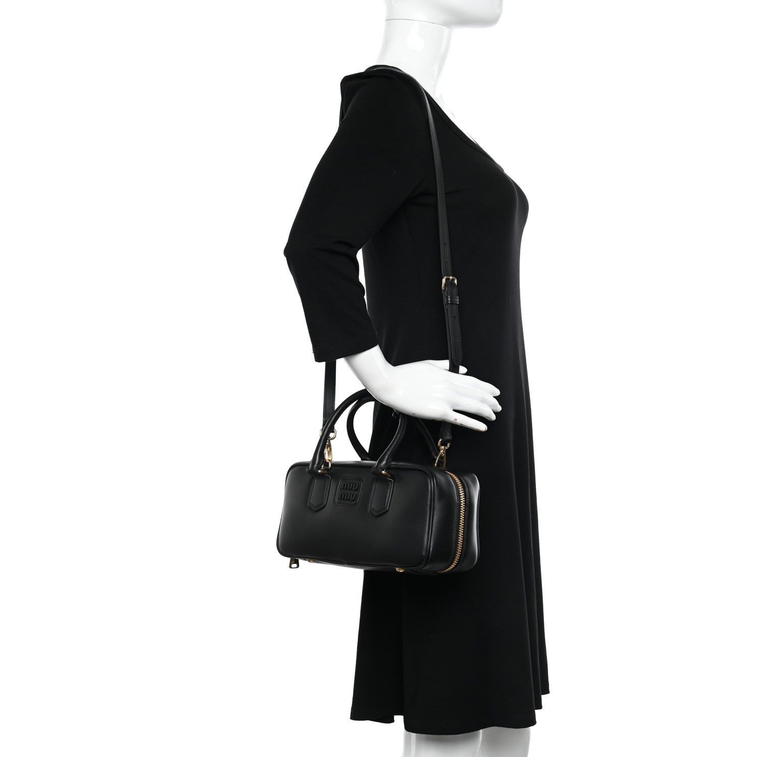 Miu Miu Calfskin Arcadie Top Handle Bag Black 2 of 11