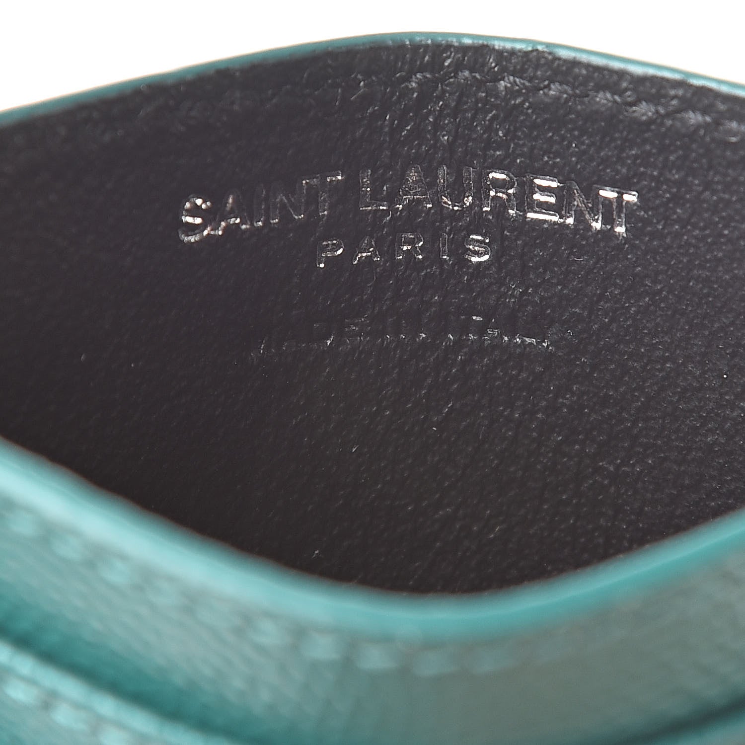 Saint Laurent Grain De Poudre Matelasse Chevron Monogram Credit Card Case Brilliant Grass 6 of 7