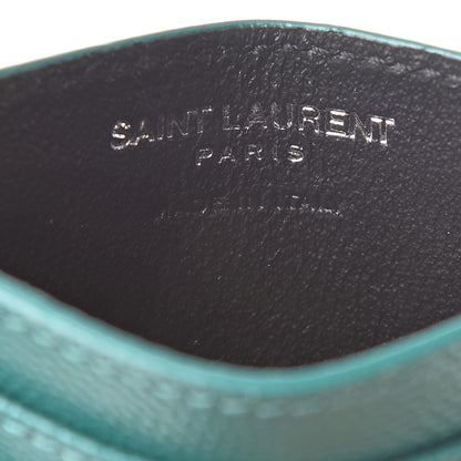 Saint Laurent Grain De Poudre Matelasse Chevron Monogram Credit Card Case Brilliant Grass 6 of 7