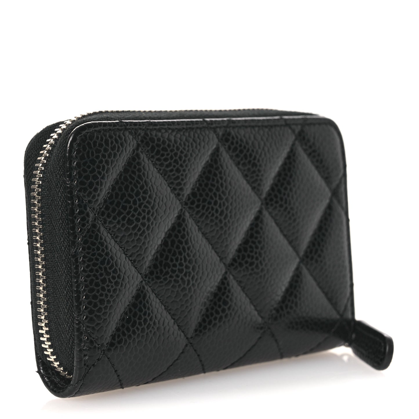Caviar Quilted Zip Coin Purse Black