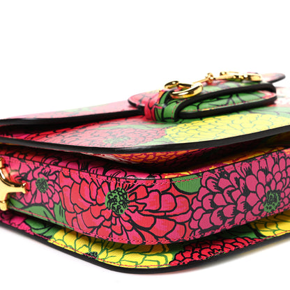 Gucci X KEN SCOTT New Shangai Calfskin Pomponica Print Horsebit 1955 Shoulder Bag Multicolor Fuxia Pompon 9 of 10