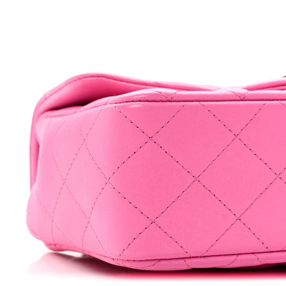 Chanel Lambskin Quilted Mini Rectangular Flap Neon Pink 9 of 11