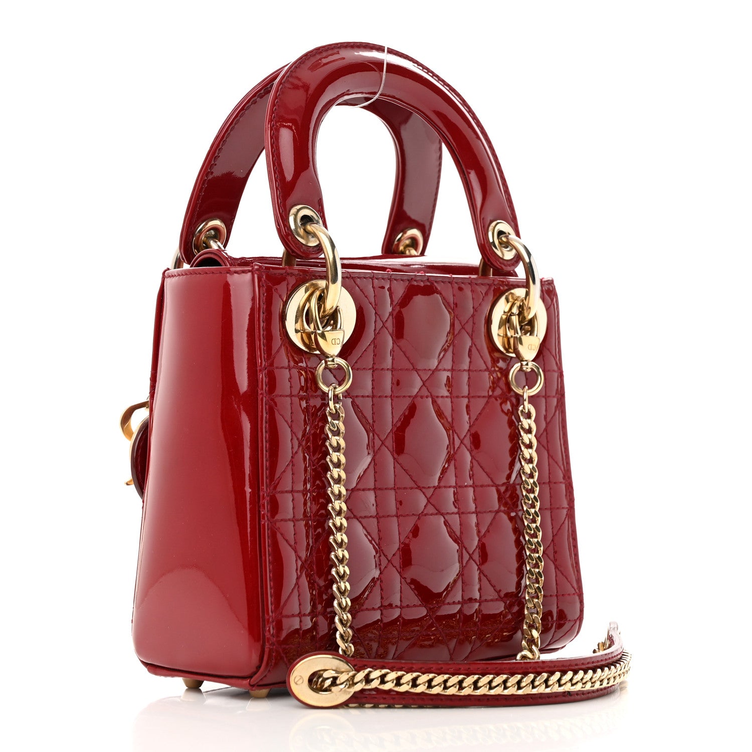 Christian Dior Patent Cannage Mini Lady Dior Red 3 of 18