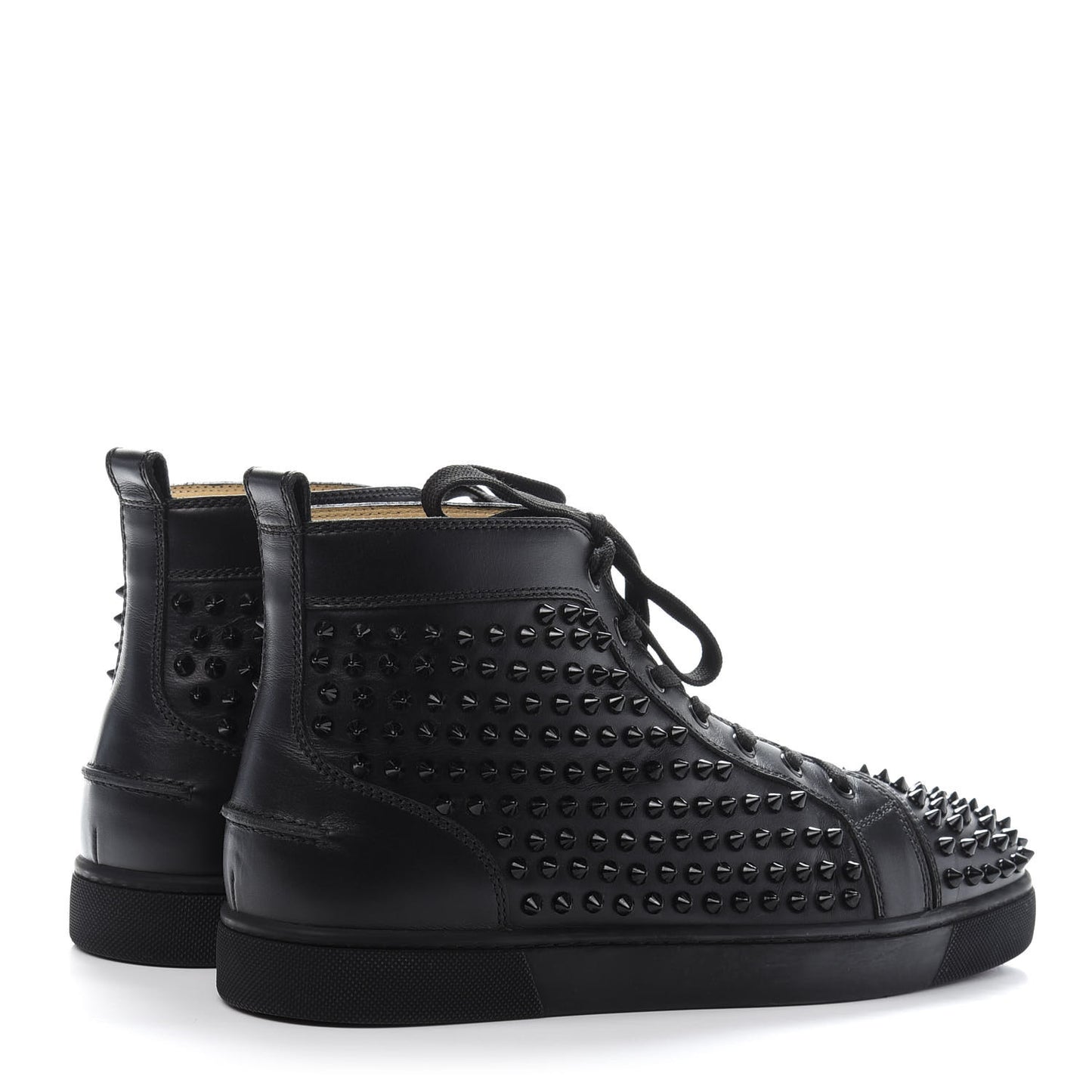 Calfskin Mens Louis Spikes Flat Sneakers 43 Black