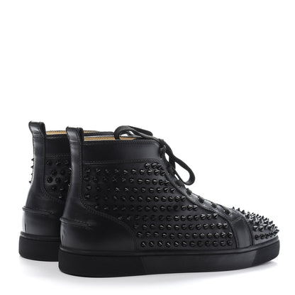 Christian Louboutin Calfskin Mens Louis Spikes Flat Sneakers 43 Black 4 of 8