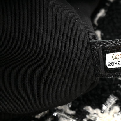 Chanel Tweed Quilted Medium Chanel 19 Flap Black Ecru White 7 of 10
