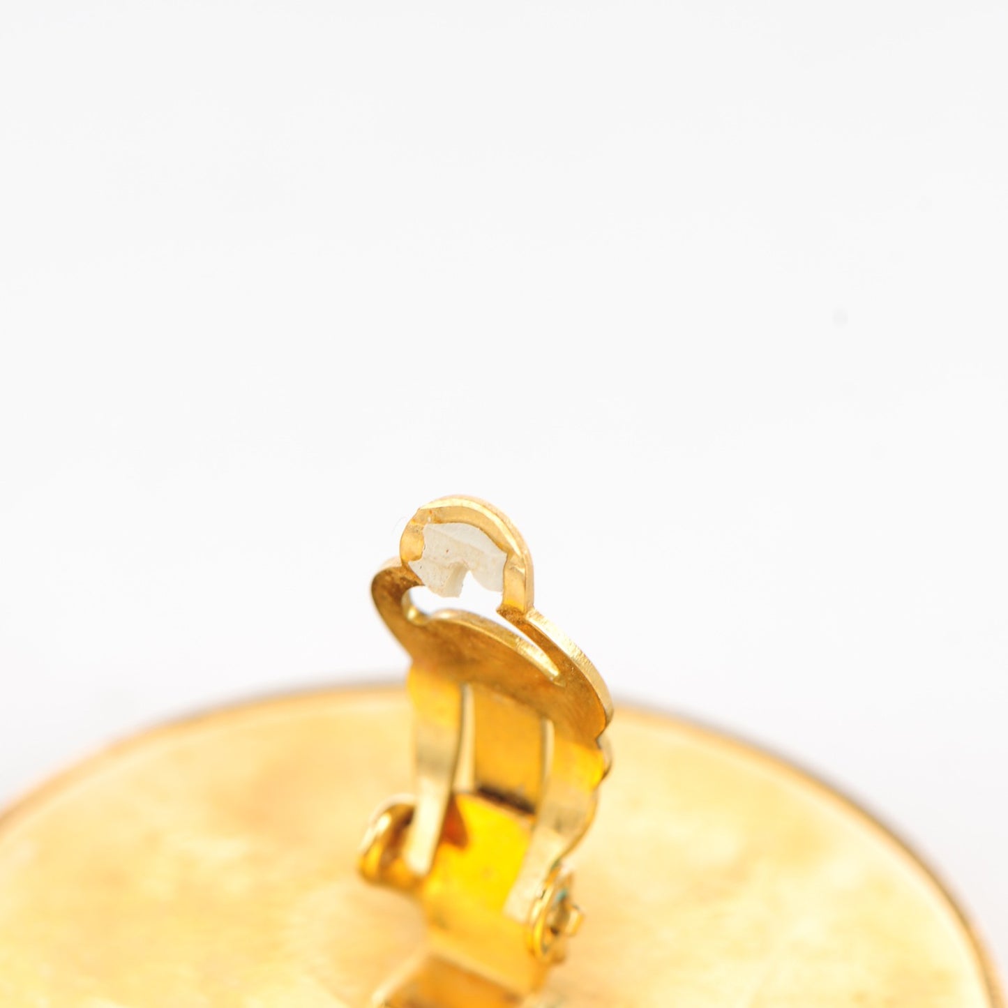 Suede Large CC Studded Clip On Earrings Black Gold