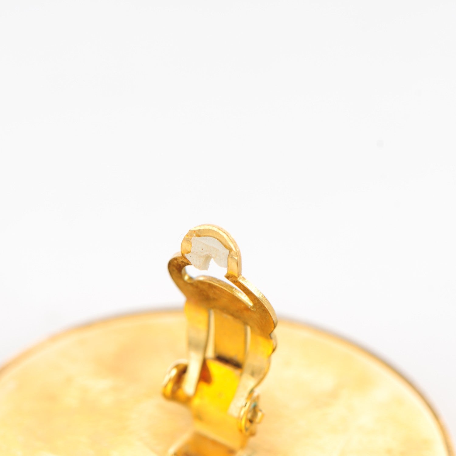 Chanel Suede Large CC Studded Clip On Earrings Black Gold 6 of 7