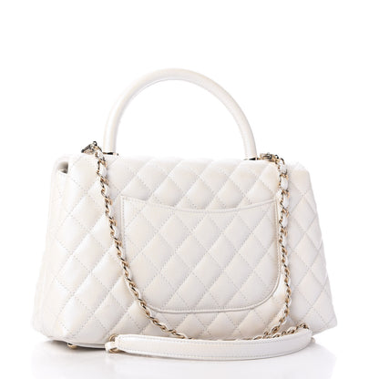 Chanel Iridescent Caviar Quilted Small Coco Handle Flap White 3 of 12