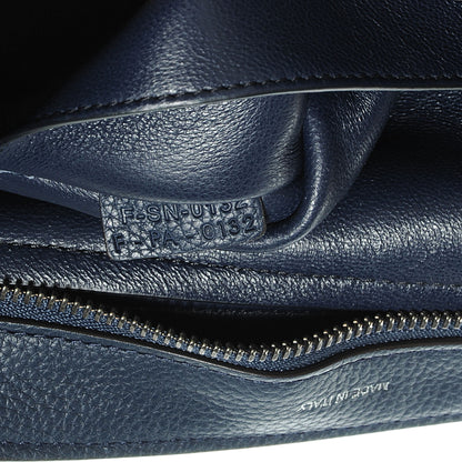 Celine Drummed Leather and Suede Small Trapeze Navy 6 of 8