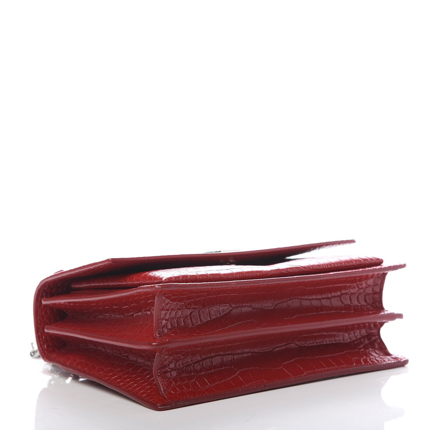 Calfskin Crocodile Embossed Medium Monogram Sunset Rouge Eros