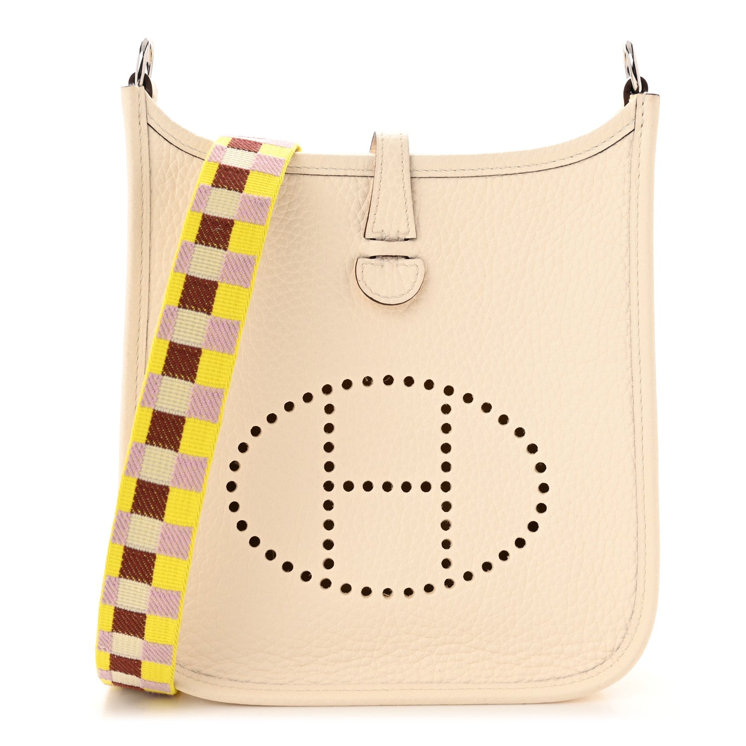 Hermes Taurillon Clemence Maxi Quadrille Evelyne TPM Nata Citron Rouge H Mauve Sylvestre 1 of 11