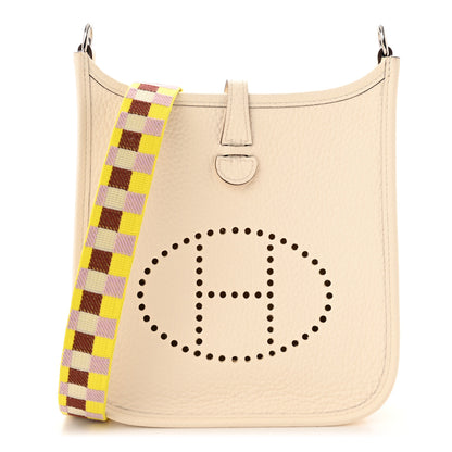 Hermes Taurillon Clemence Maxi Quadrille Evelyne TPM Nata Citron Rouge H Mauve Sylvestre 1 of 11