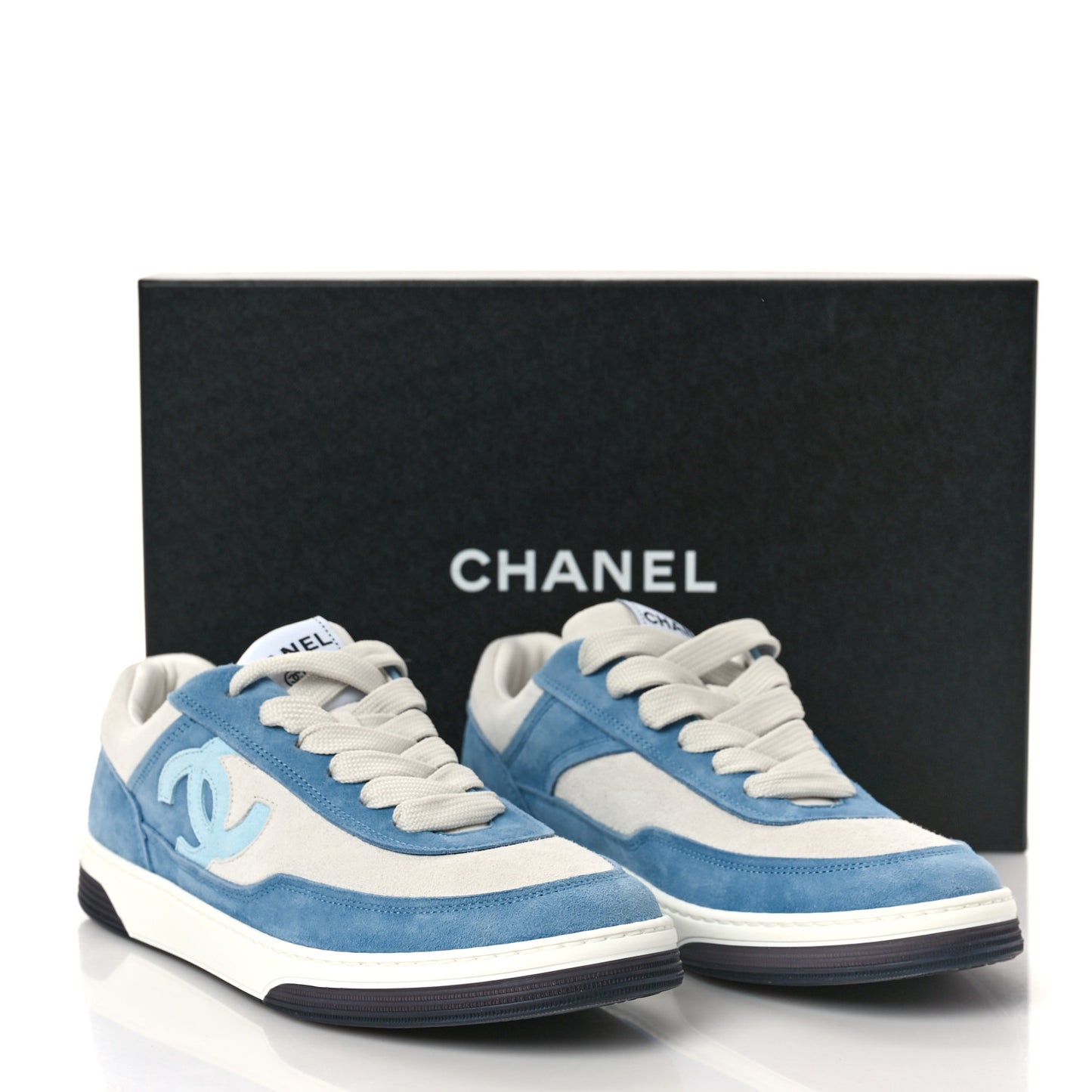 Suede Kidskin Womens CC Sneakers 38.5 White Blue