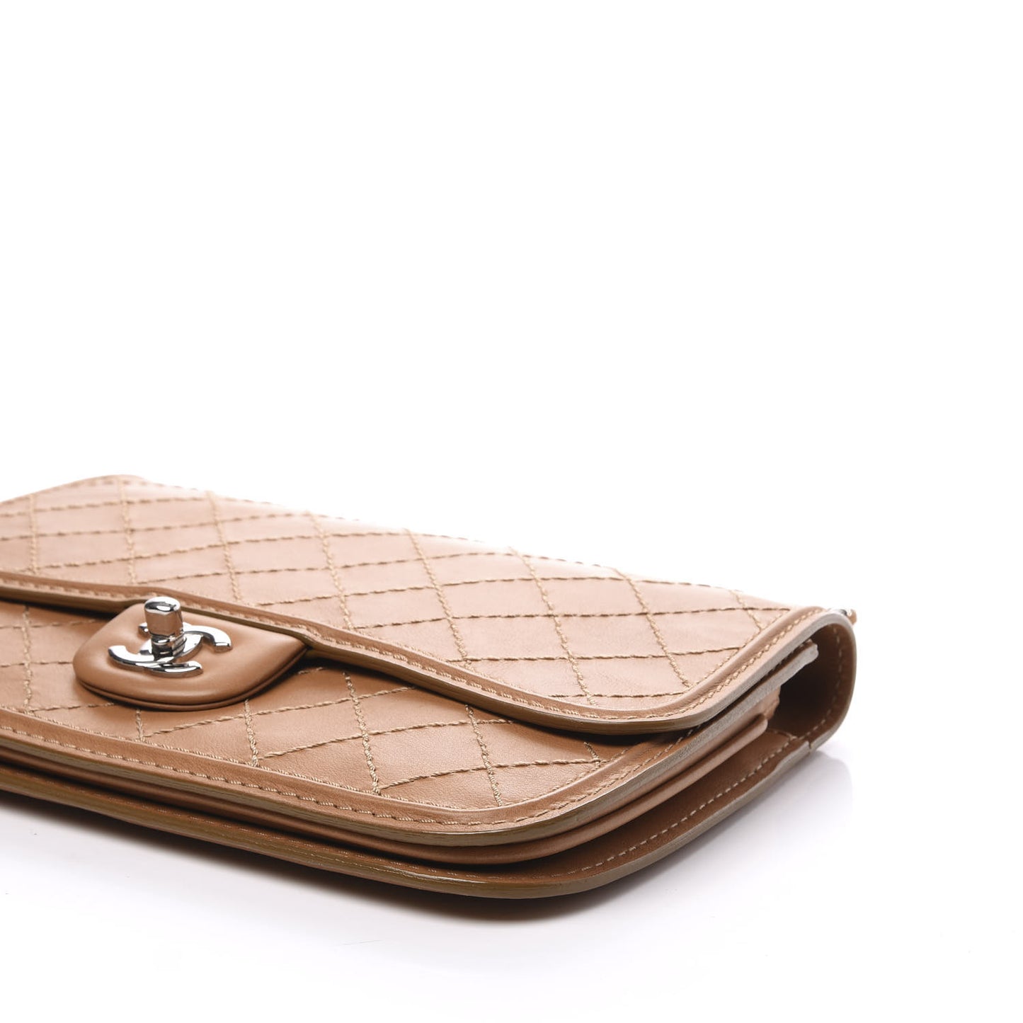 Calfskin Stitch Medium Flap Brown