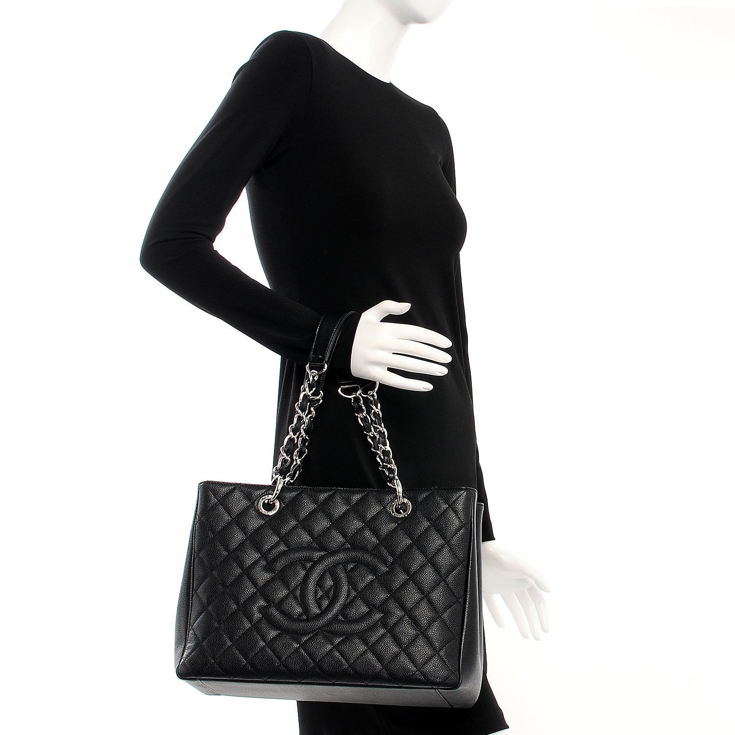 Chanel Caviar Quilted Grand Shopping Tote GST Black 2 of 7