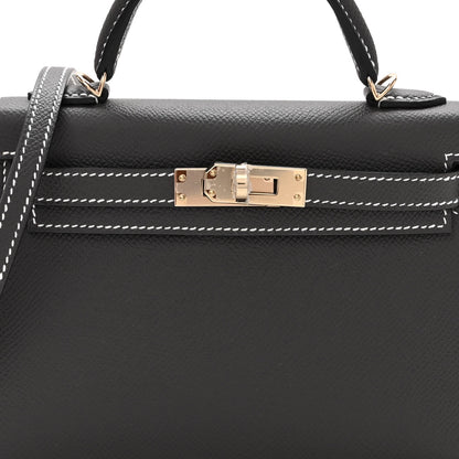 Hermes Epsom Horseshoe Mini Kelly Sellier 20 Graphite Orange 8 of 10
