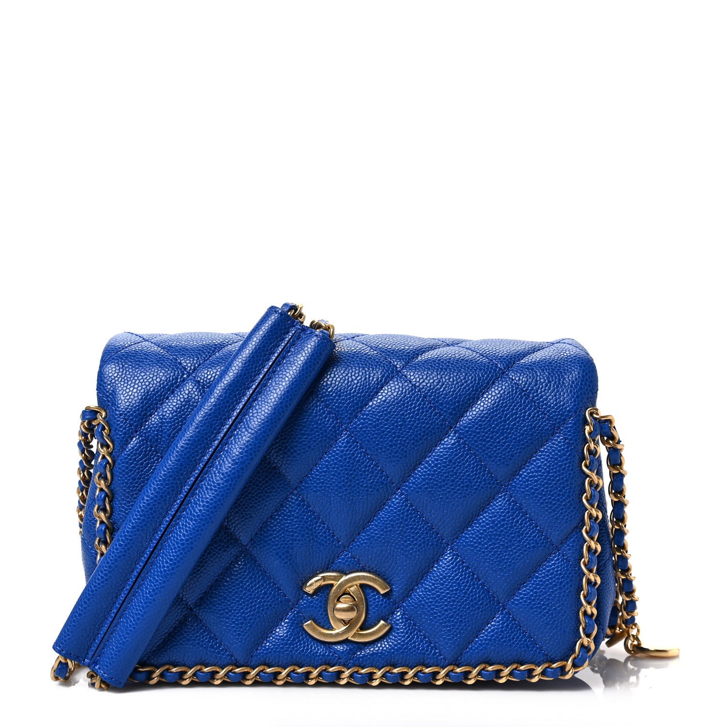 Chanel Caviar Quilted Mini Never Ending Chain Flap Blue 1 of 8