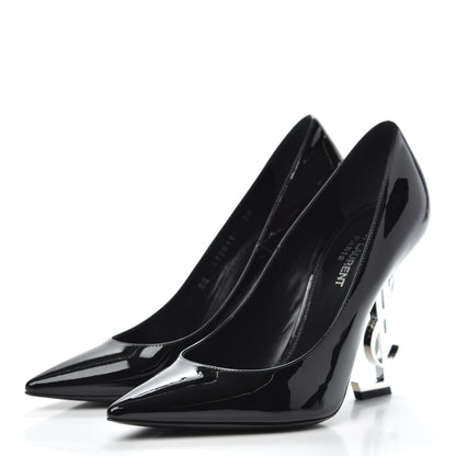 Saint Laurent Patent Opyum 110 Pumps 38 Black Silver 3 of 8