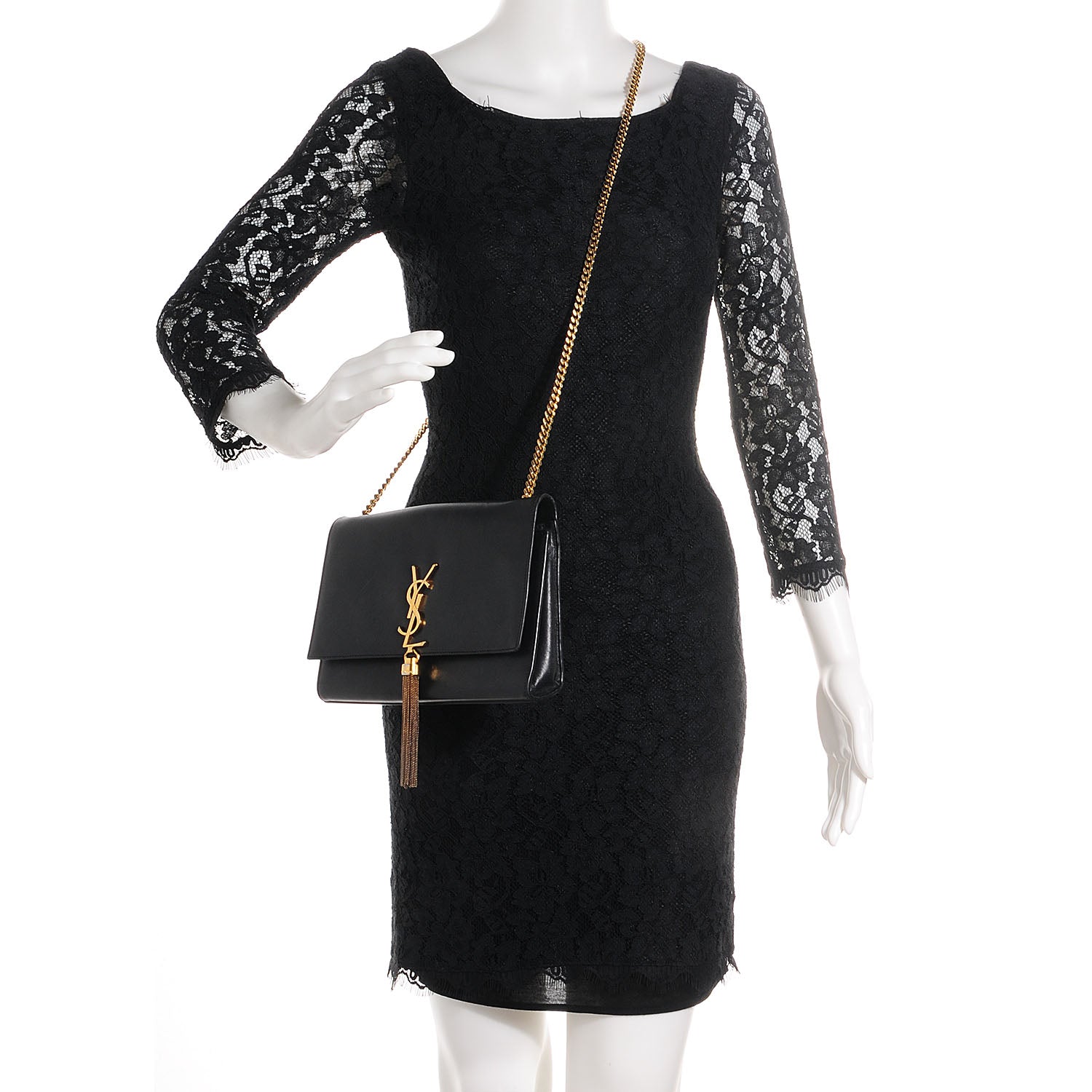 Saint Laurent Calfskin Medium Classic Monogram Kate Tassel Satchel Black 2 of 8