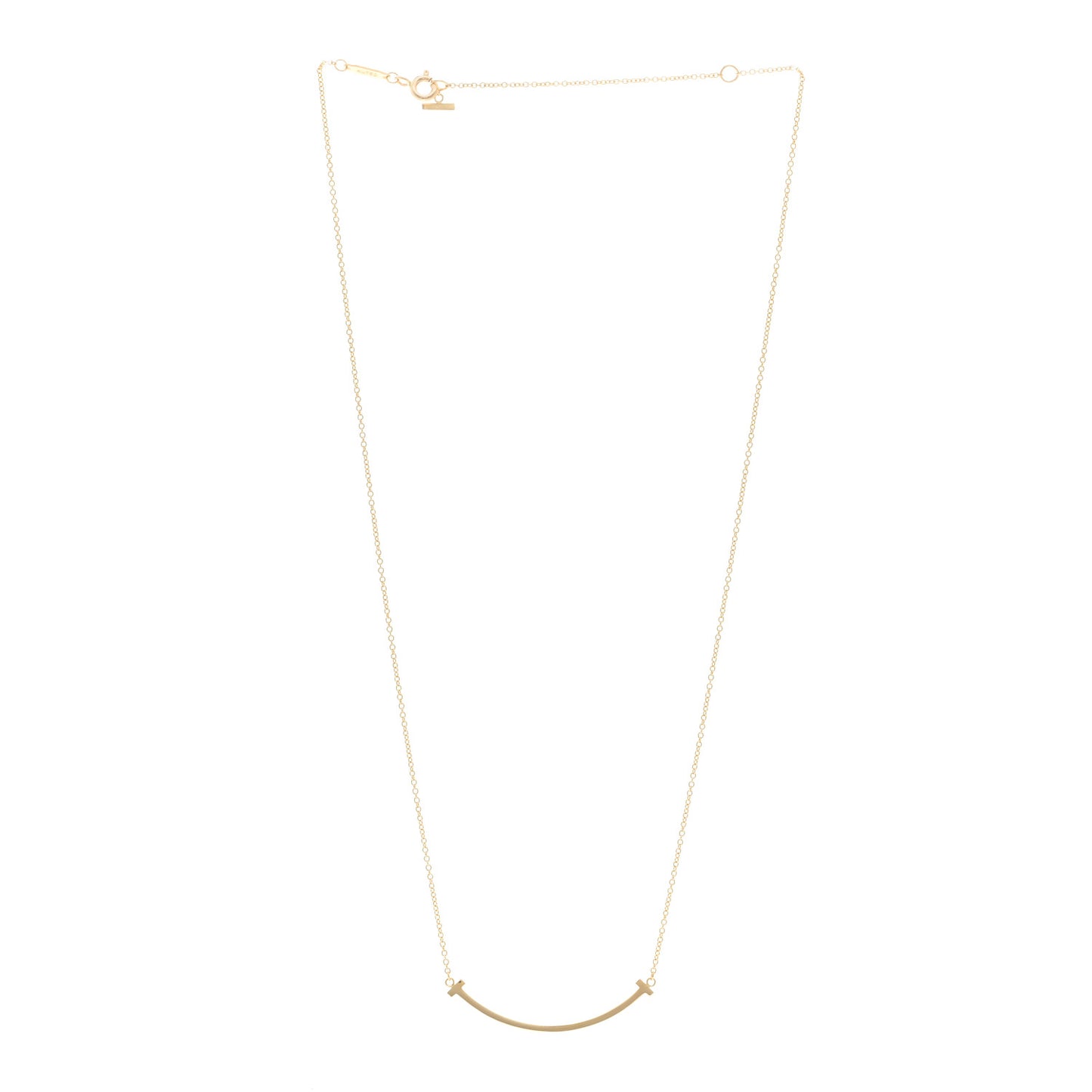 18K Yellow Gold Small T Smile Pendant Necklace