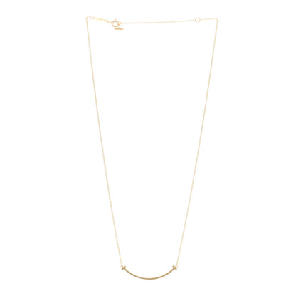 Tiffany 18K Yellow Gold Small T Smile Pendant Necklace 3 of 4