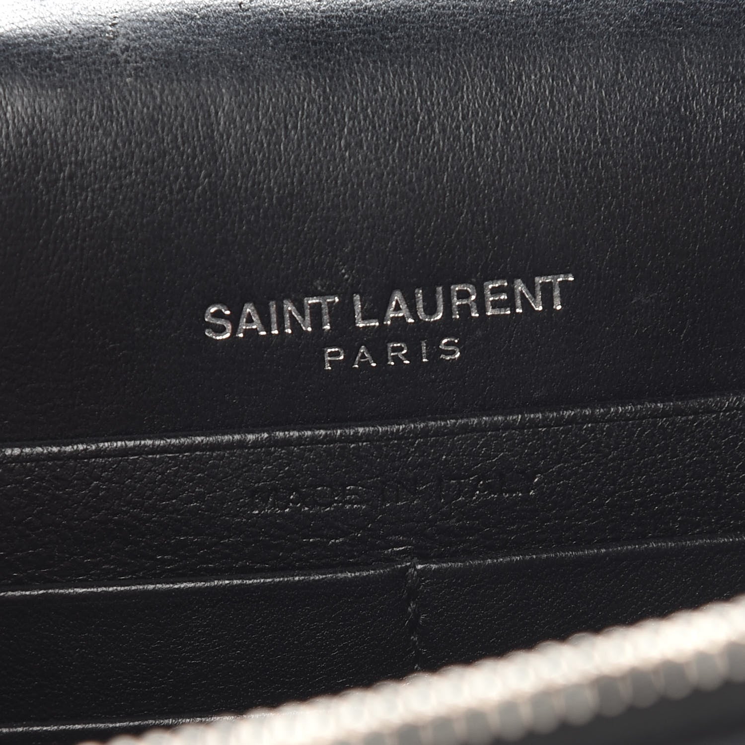Saint Laurent Calfskin Crocodile Embossed Kate Monogram Tassel Chain Wallet Black 6 of 14