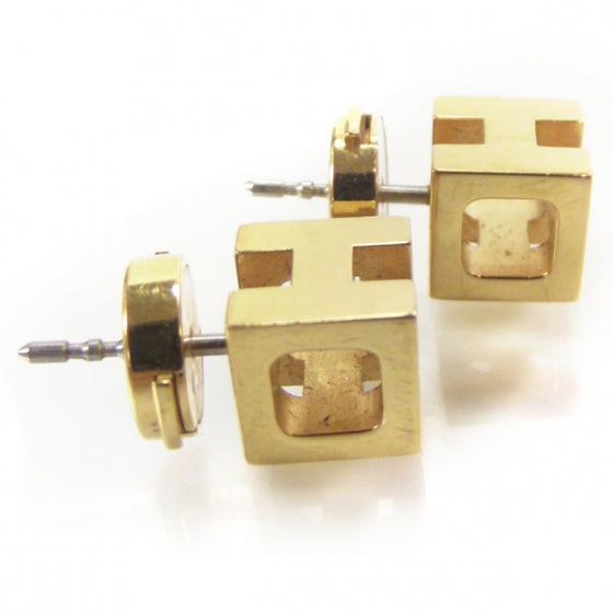 Gold Cage d H Earrings Gold