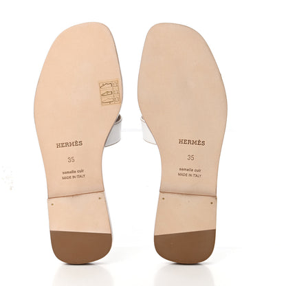 Hermes Box Calfskin Oran Sandals 35 White 5 of 9