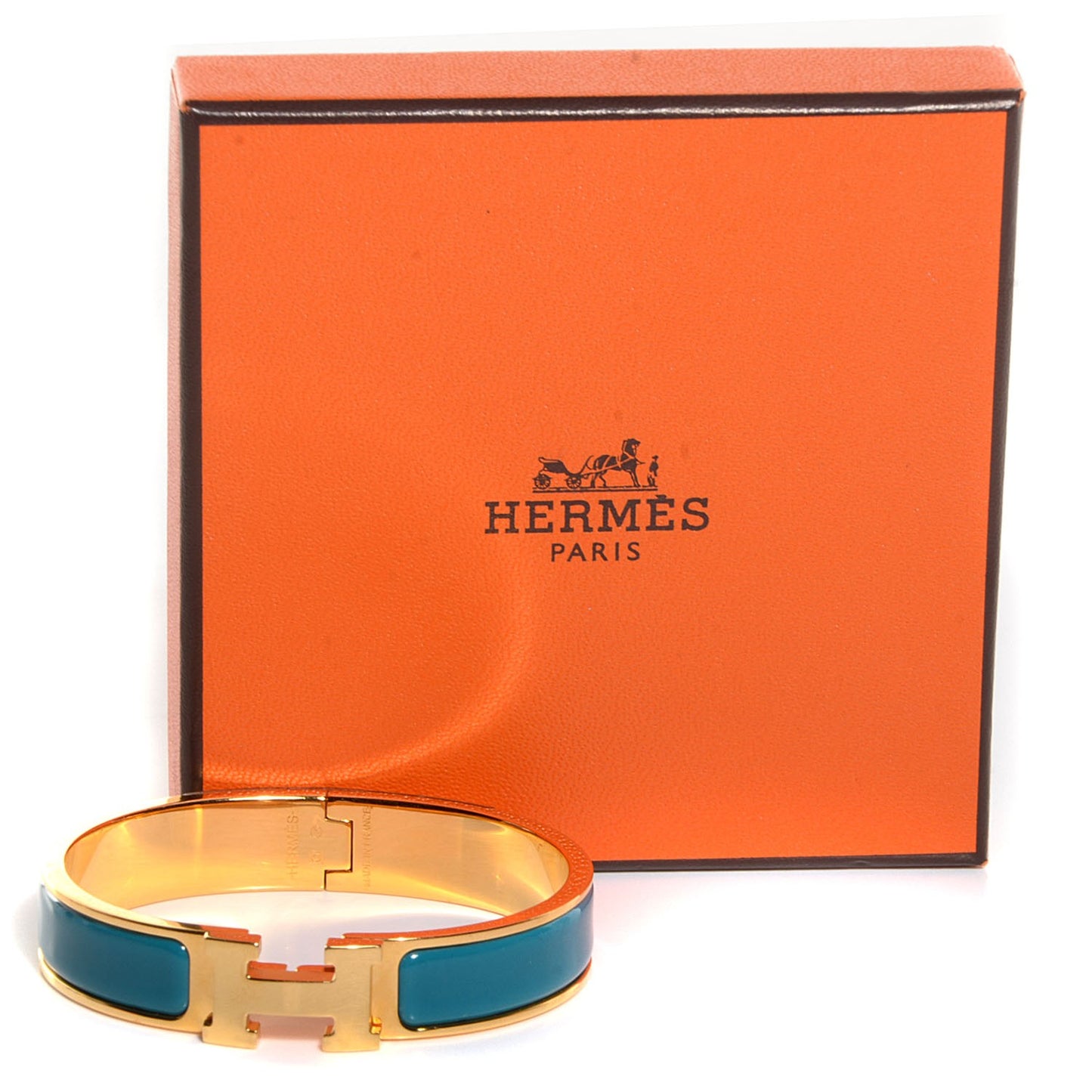 Enamel Clic H Bracelet Narrow PM Bleu Indien