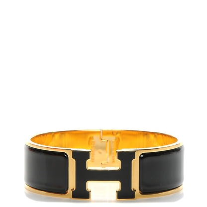 Hermes Enamel Wide Clic Clac H Bracelet GM Black 1 of 5