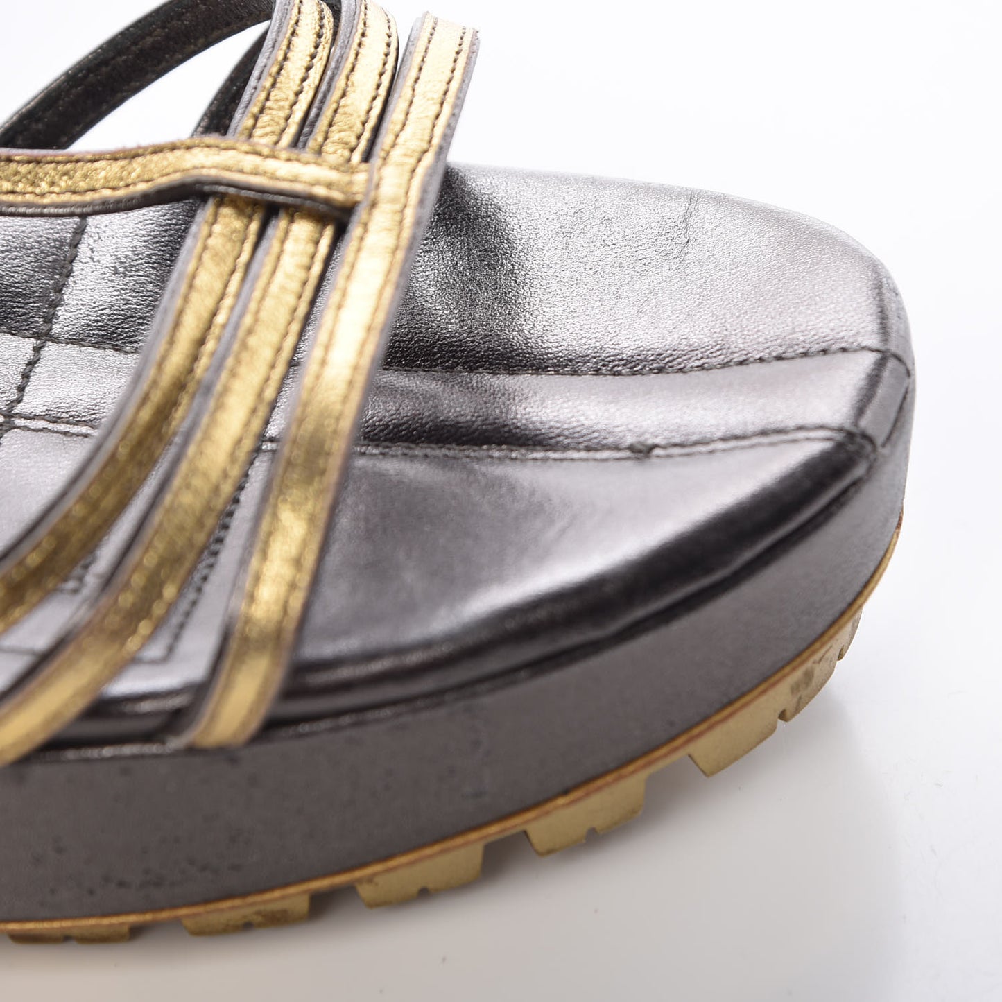 Metallic Trooper Platform Sandals 40 Gold