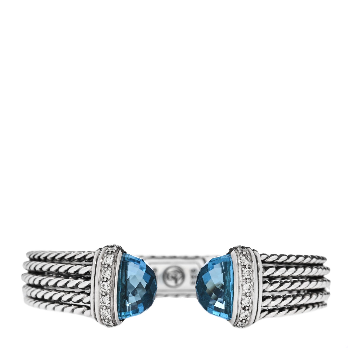 Sterling Silver Diamond Blue Topaz Wheaton Cuff Bracelet
