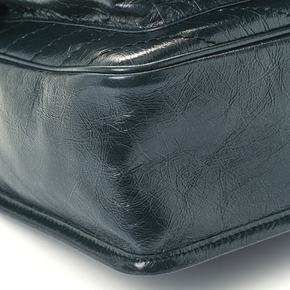 Saint Laurent Crinkled Calfskin Matelasse Monogram Baby Niki Chain Satchel Dark Green 10 of 11