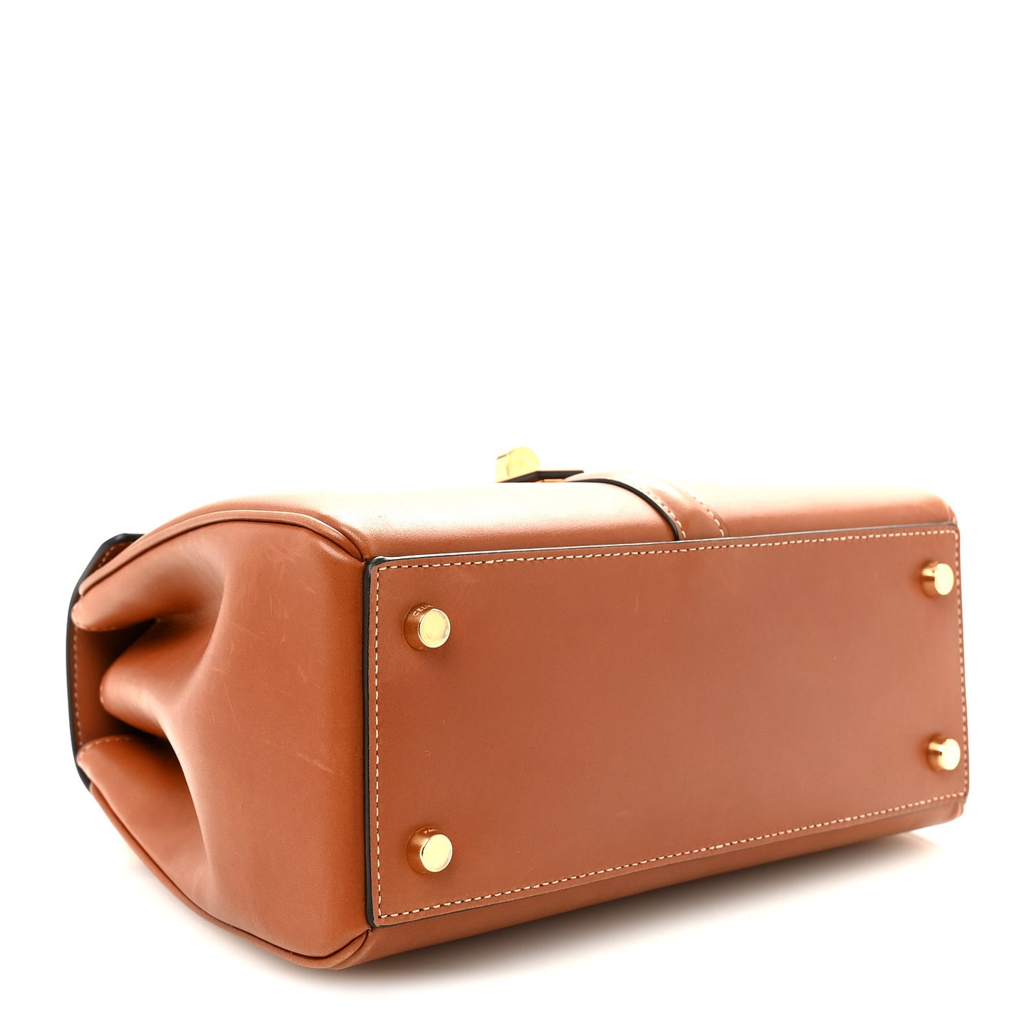 Satinated Calfskin Small 16 Top Handle Bag Tan