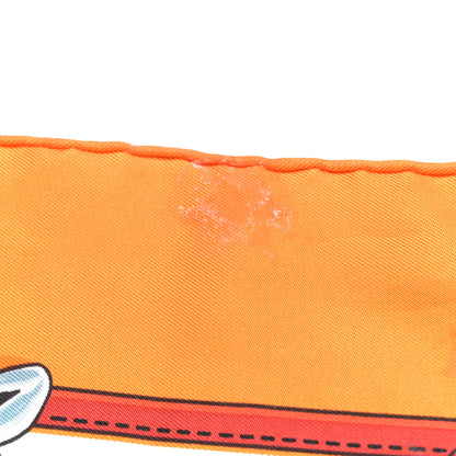 Hermes Silk La Ronde Des Jockeys Scarf 90 Orange Blue 5 of 5
