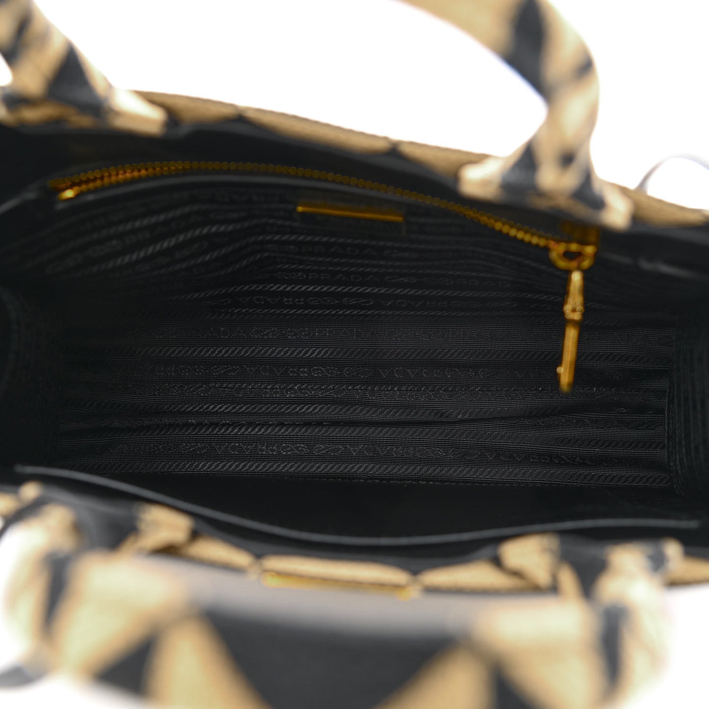 Jacquard Saffiano Triangolo Symbole Embroidered Small Tote Black Corda