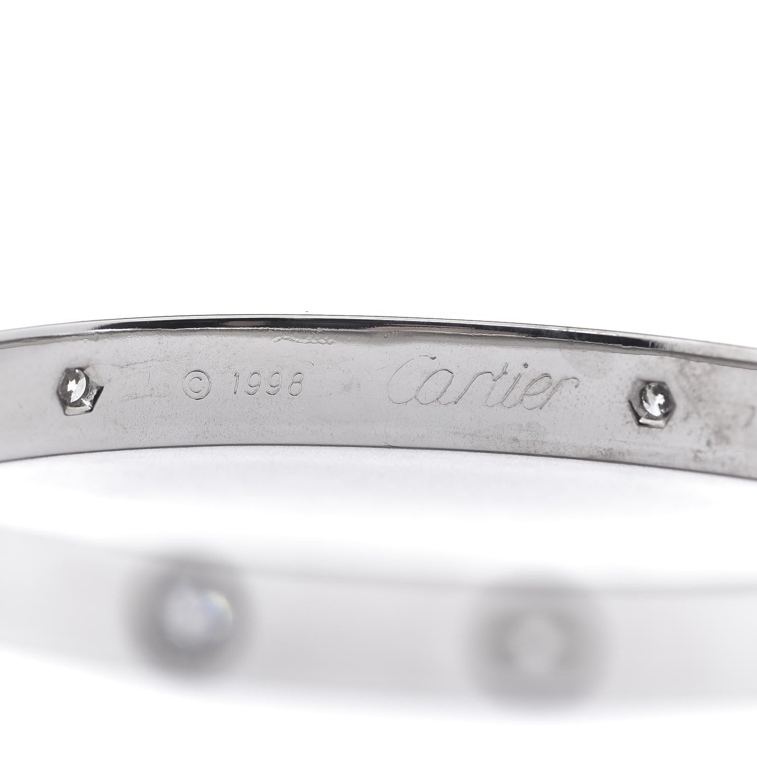 Cartier 18K White Gold 6 Diamond LOVE Bracelet 17 4 of 5