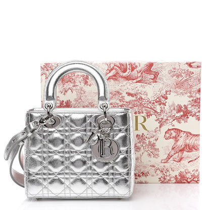 Christian Dior Metallic Grained Calfskin Cannage My ABCDior Lady Dior Silver 9 of 9