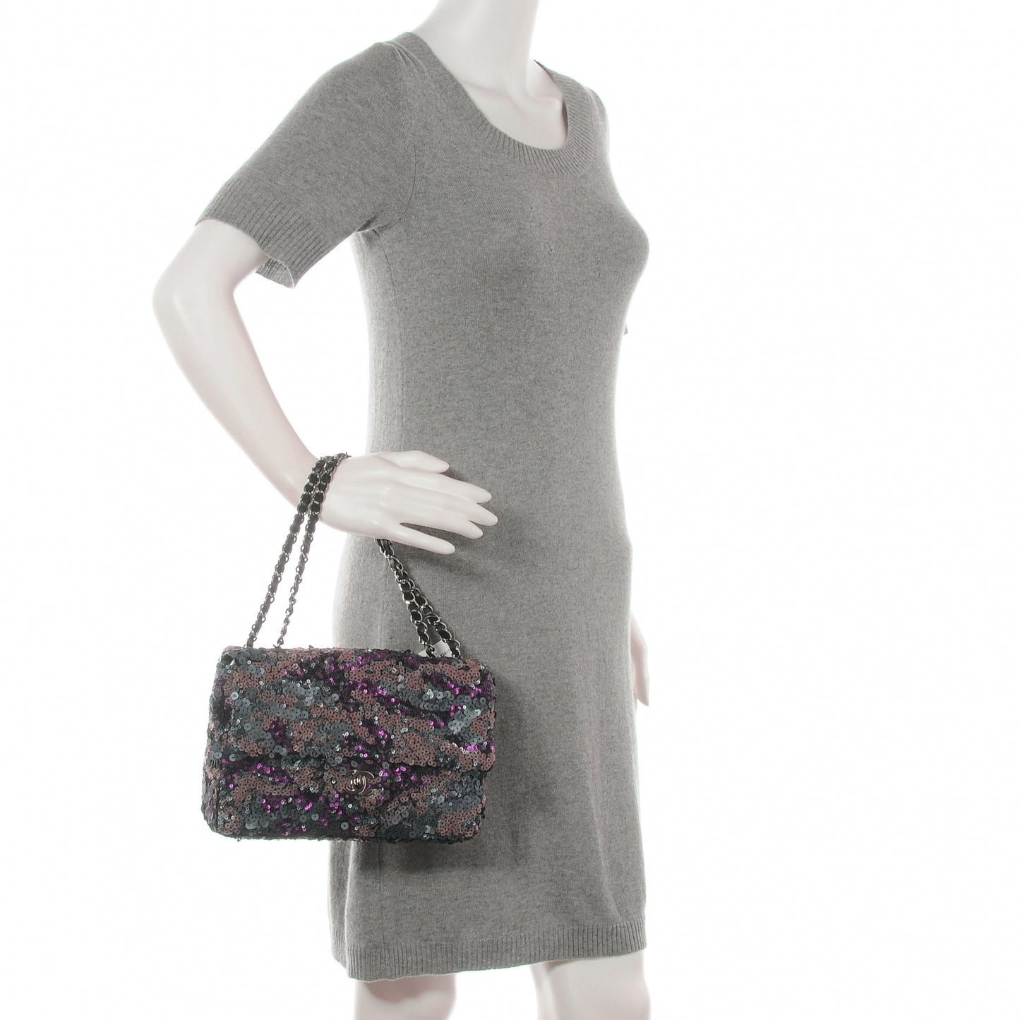 Sequin Medium Single Flap Anthracite Taupe Bordeaux