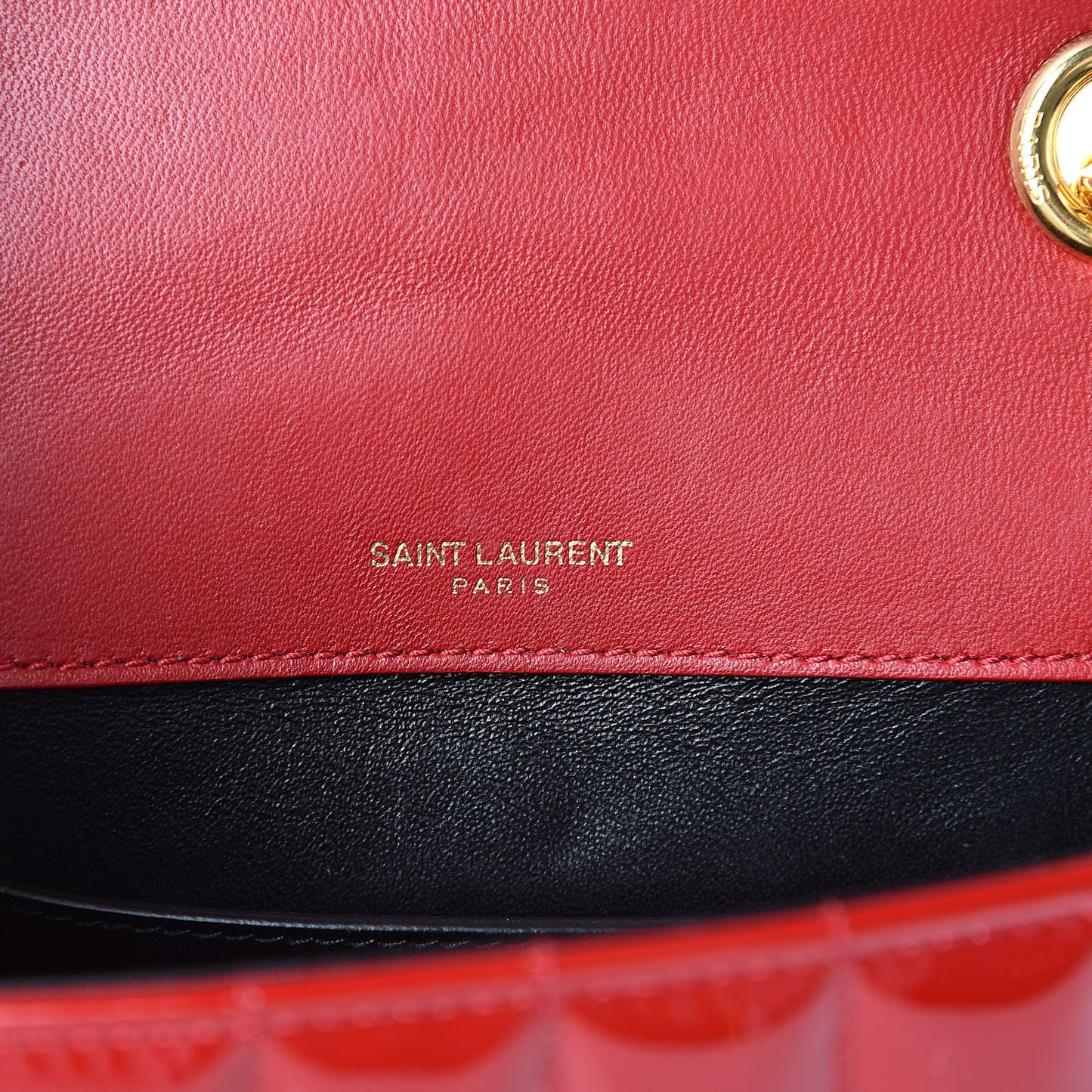 Patent Matelasse Monogram Small Vicky Chain Bag Red