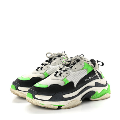 Balenciaga Fabric Mesh Womens Triple S Sneakers 38 White Green Fluo Black 3 of 17