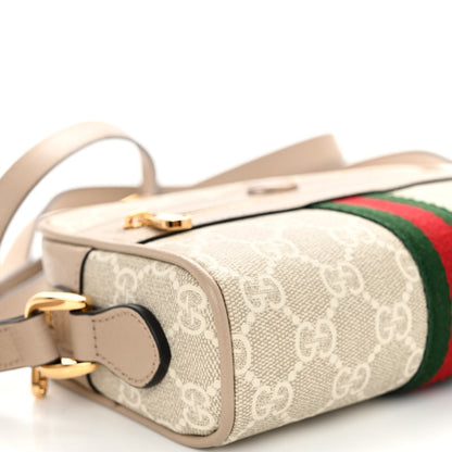 Gucci GG Supreme Monogram Textured Calfskin Web Mini Ophidia Shoulder Bag Beige Mystic White Oatmeal 8 of 9