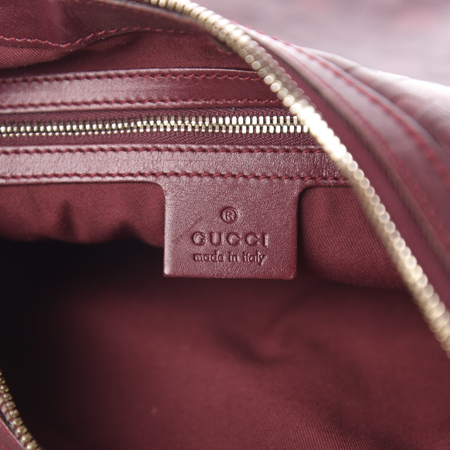 Gucci Calfskin Horsebit Embossed Glam Hobo Burgundy 6 of 11